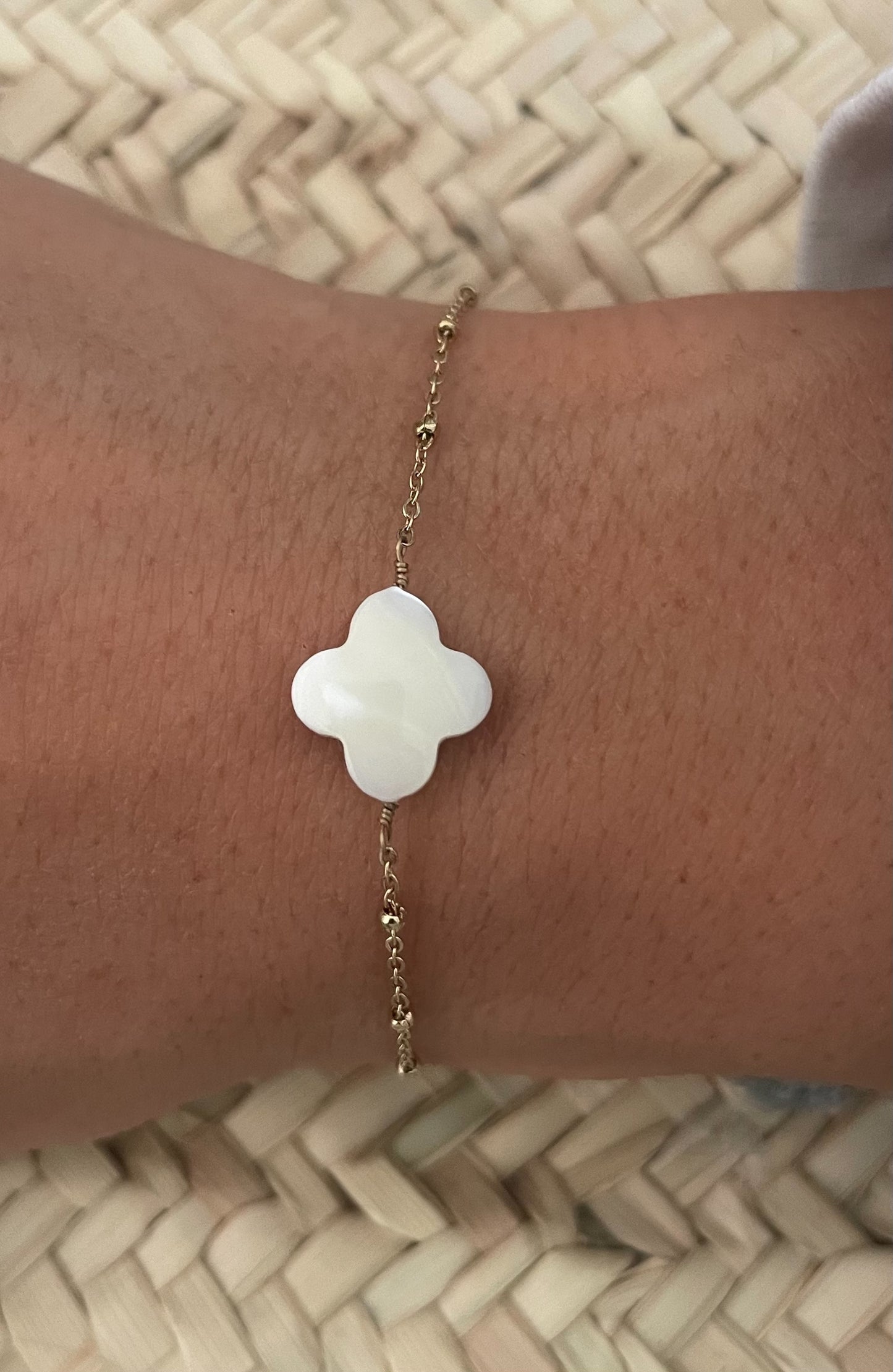 Bracelet trèfle blanc